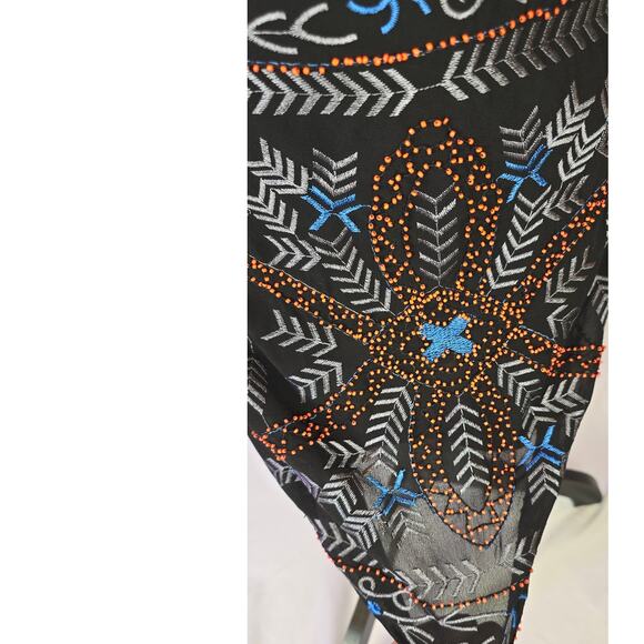 LULUS Women’s Tribal Embroidered and Beaded Mini Skirt | Black | Size Large - Picture 5 of 6